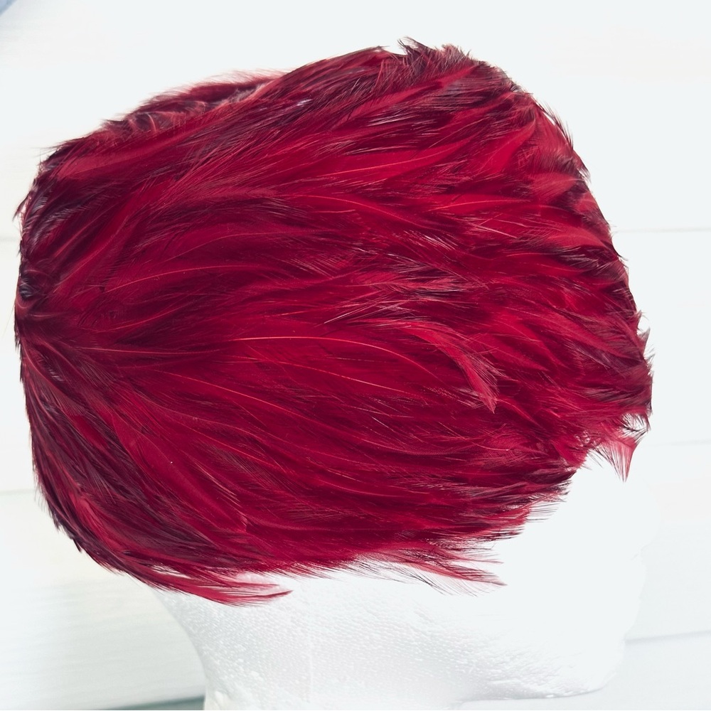 Red Feathered Vintage Hat Hair Accessory